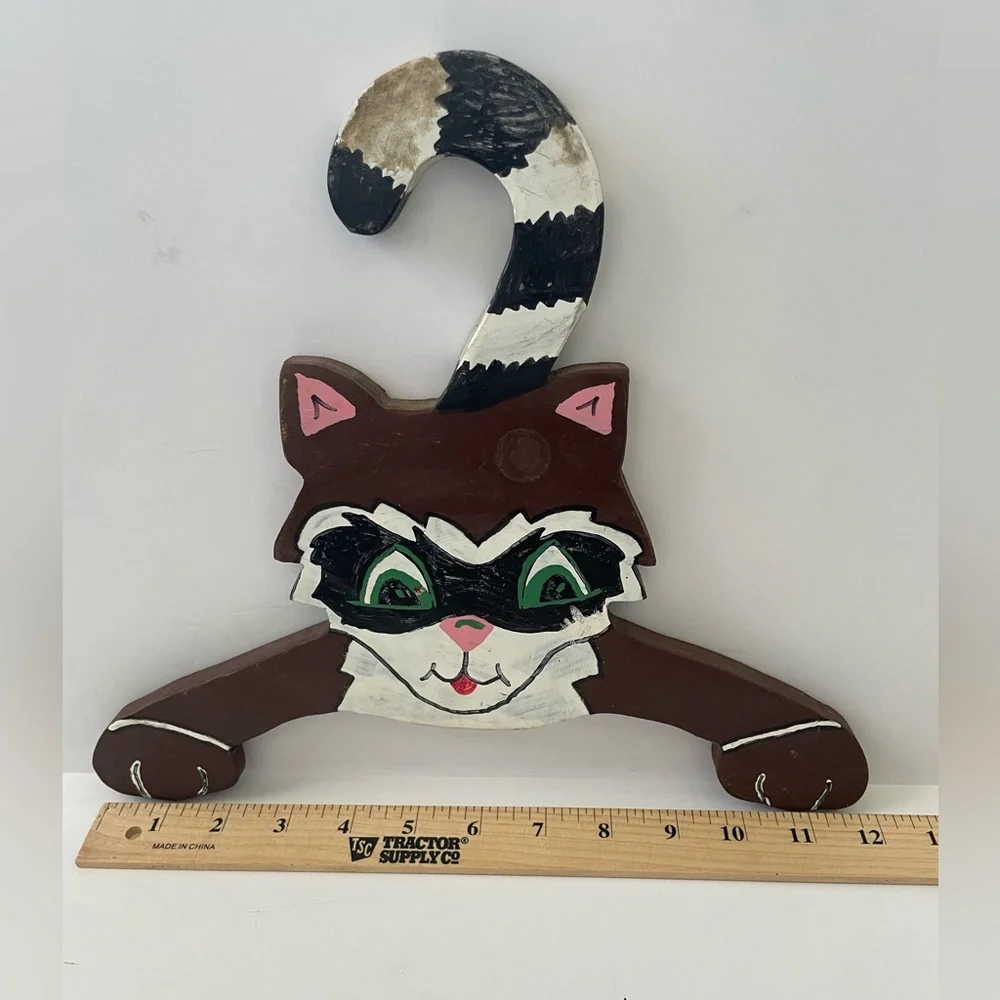 Vintage Kids Children Animal Clothes Hangers Wooden Set Of 3